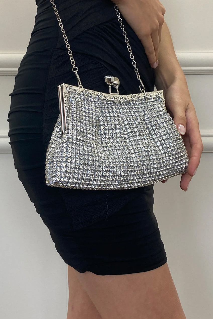 Silver Crystal Clutch Bag HB331821