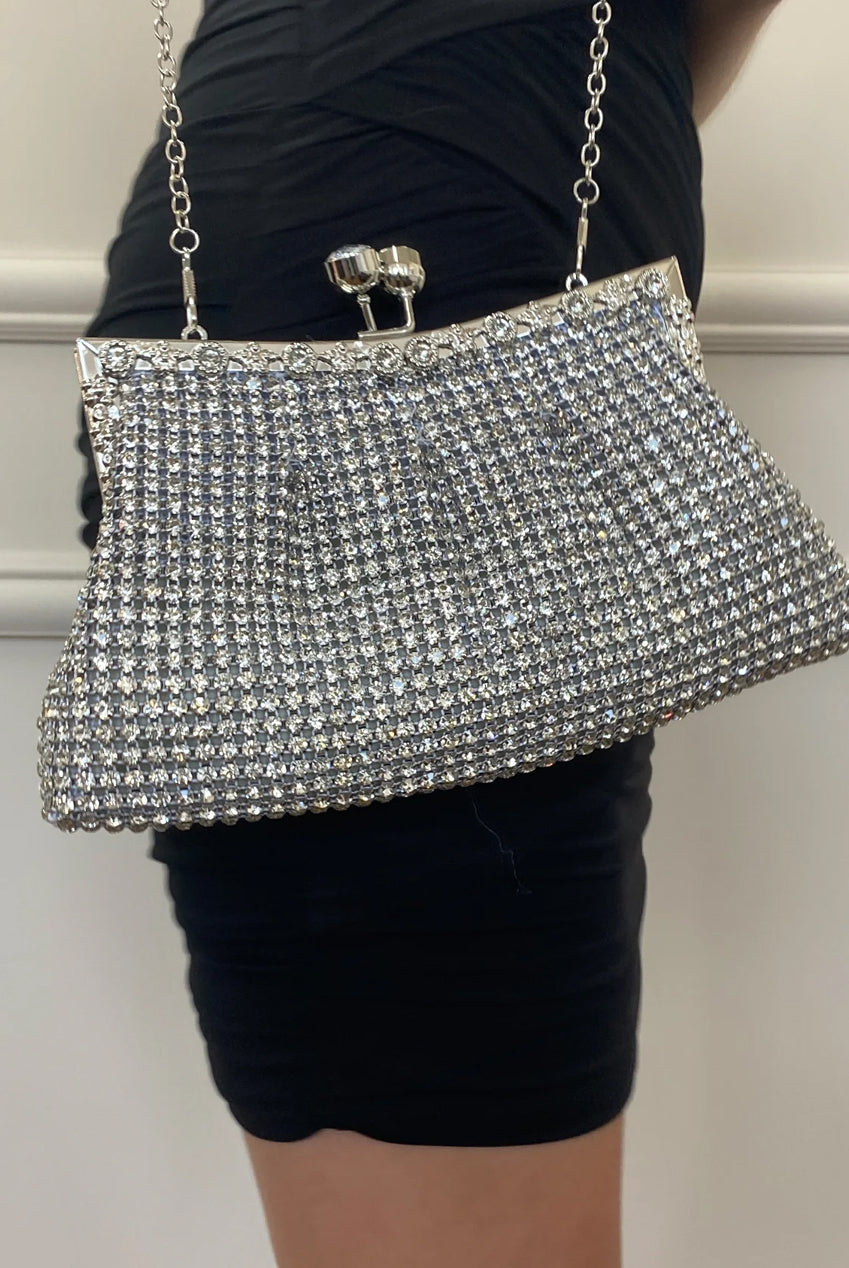 Silver Crystal Clutch Bag HB331821