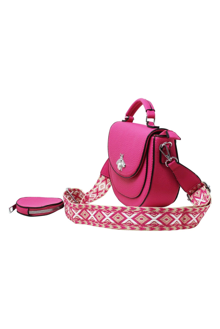 Bee Embellishment Crossbody Bag In Fuchsia HB340509