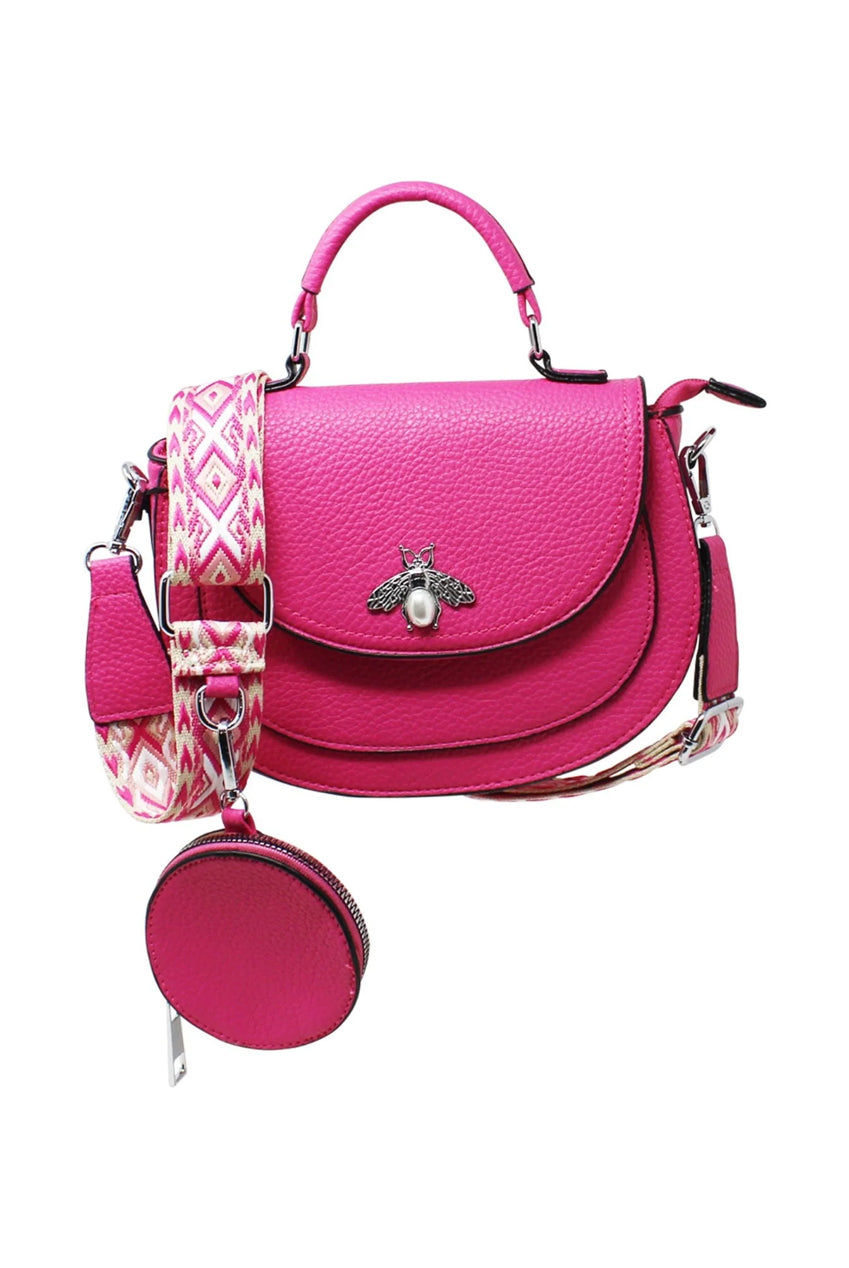 Bee Embellishment Crossbody Bag In Fuchsia HB340509