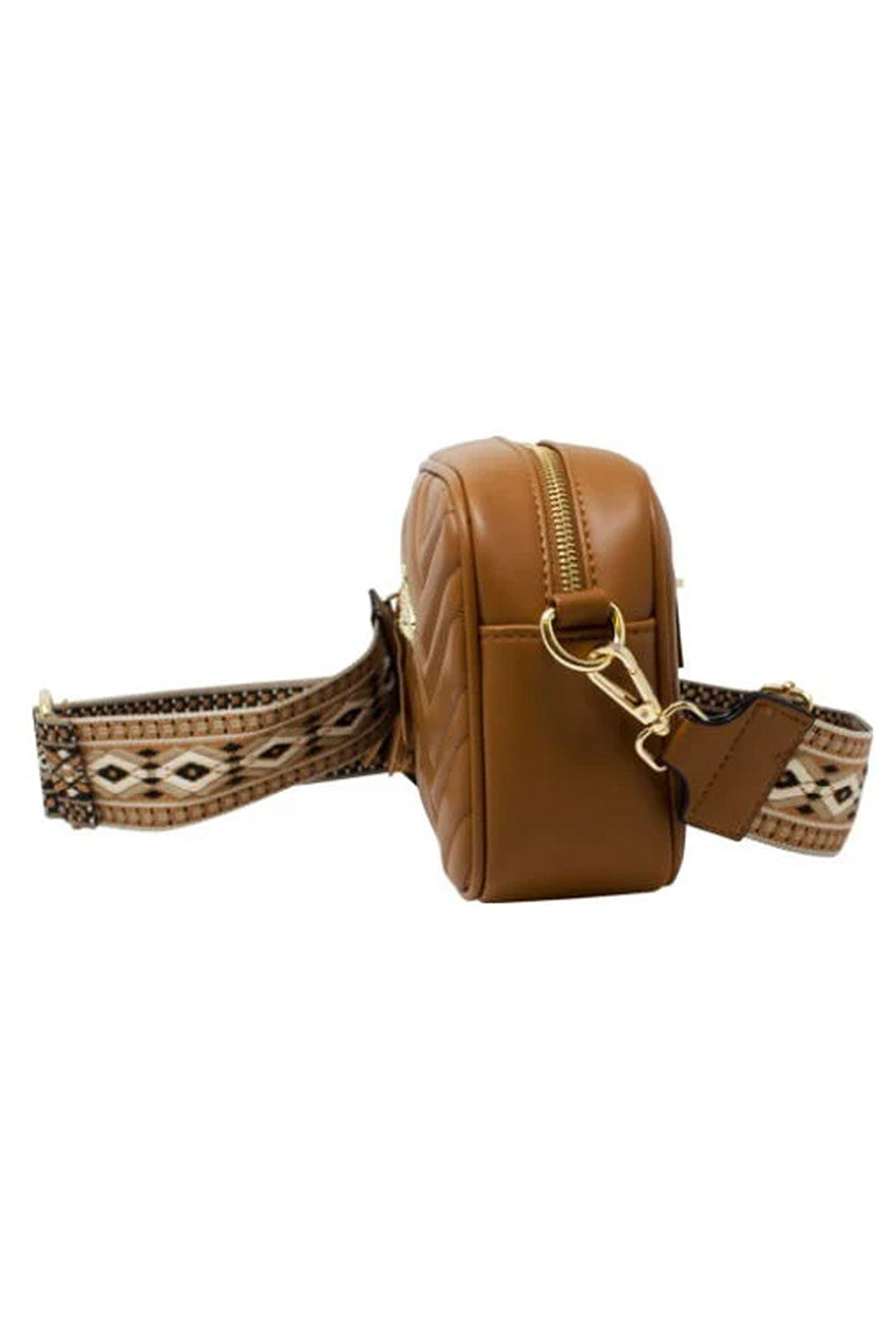 Tan Brown Bee Embellished Camera Bag HB341428