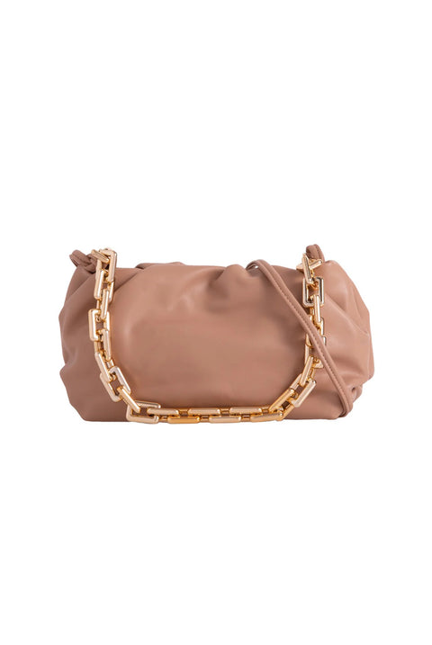 Faux Leather Pouch Clutch Bag In Beige by SVNX