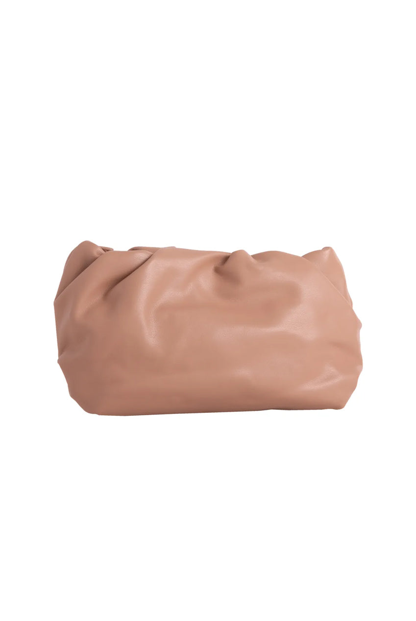 Faux Leather Pouch Clutch Bag In Beige HB342328