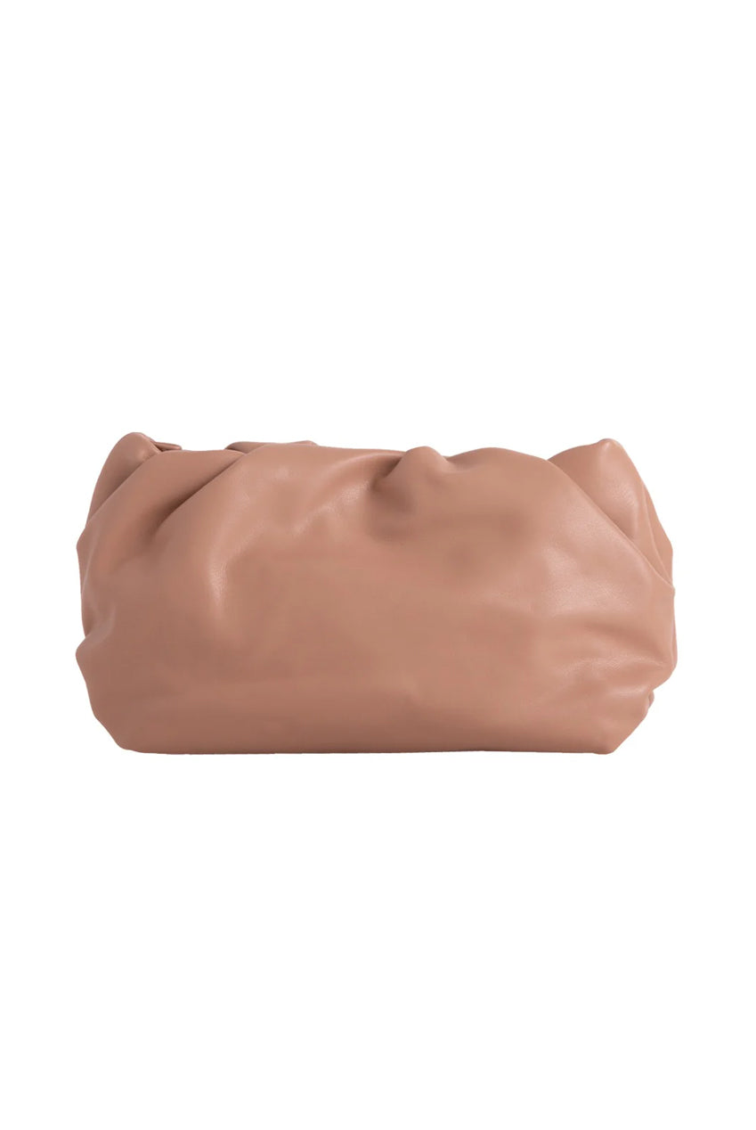 Faux Leather Pouch Clutch Bag In Beige HB342328