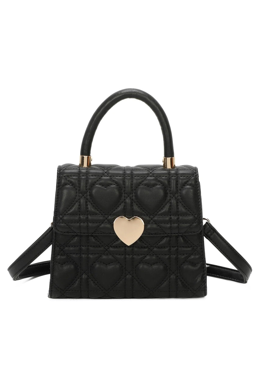Quilted Heart Grab Bag In Black HB343302