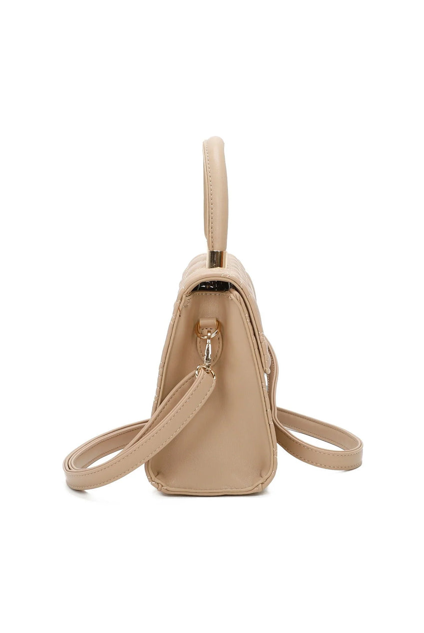 Quilted Heart Grab Bag In Beige HB343328