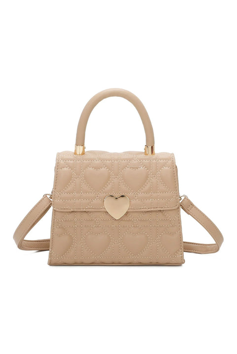 Quilted Heart Grab Bag In Beige by SVNX