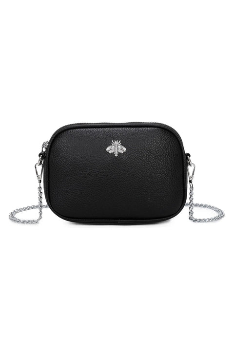 Bee Chain Crossbody Bag In Black by SVNX
