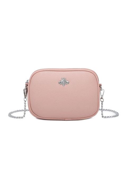 Bee Chain Crossbody Bag In Pale Pink by SVNX
