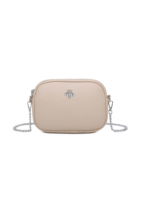 Bee Chain Crossbody Bag In Beige by SVNX