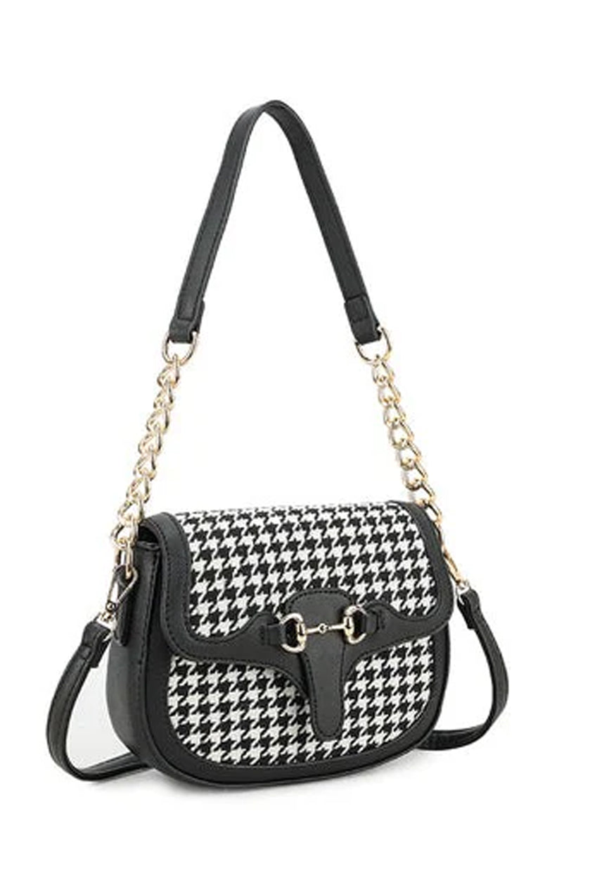 Houndstooth Shoulder Bag In Black & White HB345002
