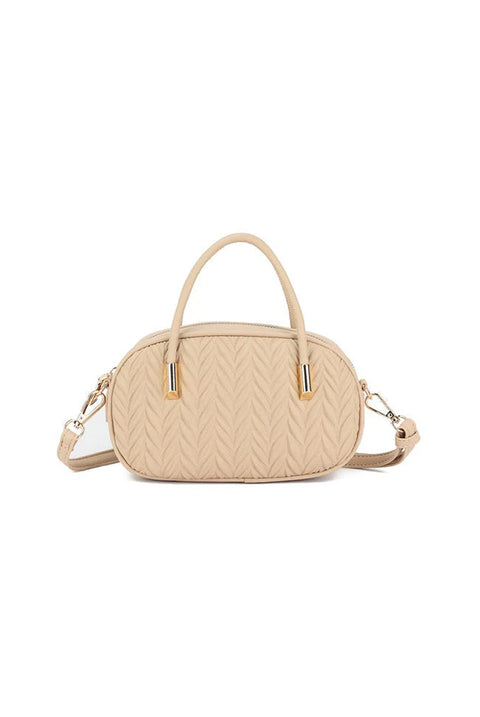 Textured Oval Top Handle Crossbody Bag by SVNX