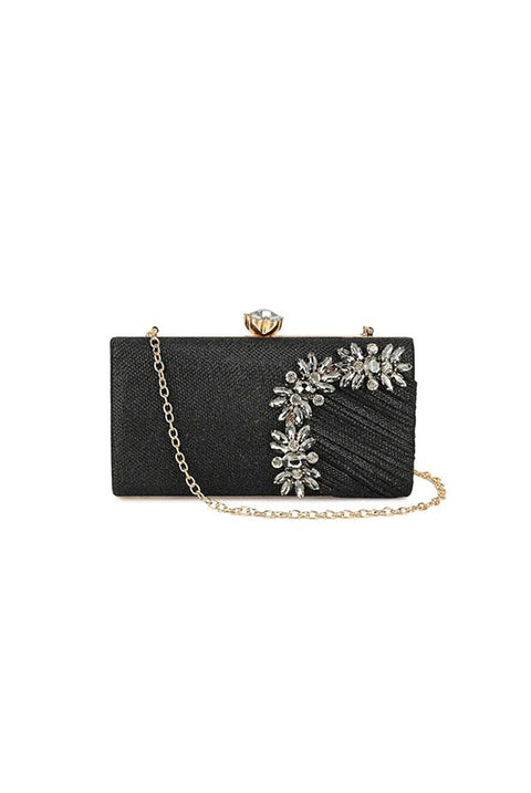 Shimmer Floral Diamante Detail Clutch Bag by SVNX