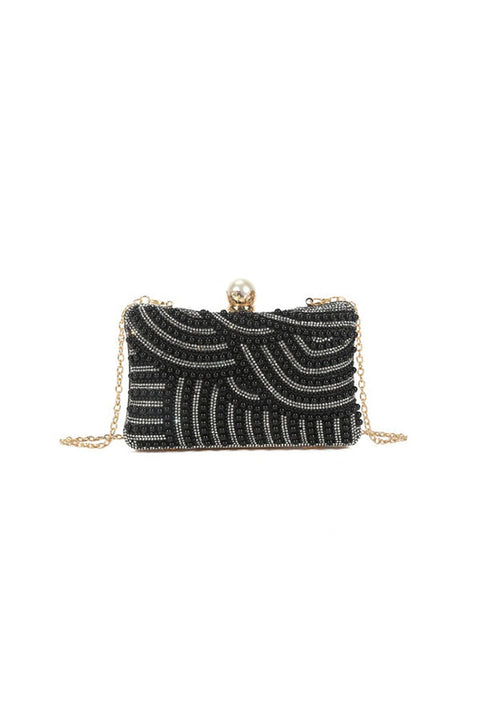 Pearl Embellished Clutch Bag In Black by SVNX