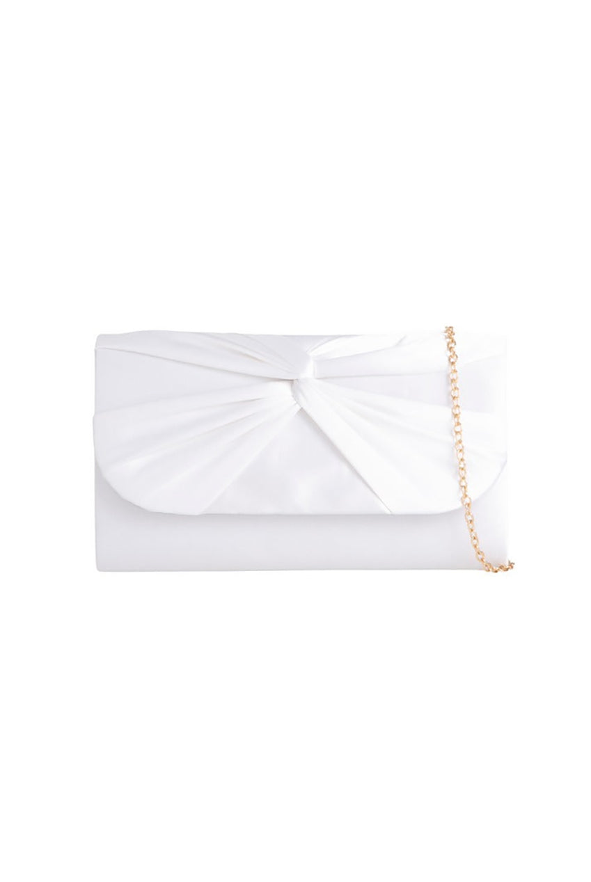 Ruched Satin Clutch In White HB346407