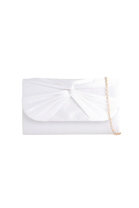 Ruched Satin Clutch In White by SVNX