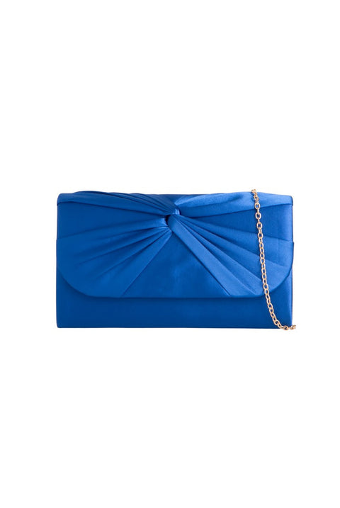 Ruched Satin Clutch In Royal Blue by SVNX