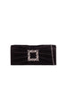 Pleated Clutch With Crystal Embellishment In Black by SVNX
