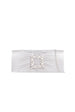 Pleated Clutch With Crystal Embellishment In Silver by SVNX
