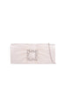 Pleated Clutch With Crystal Embellishment In Ivory by SVNX