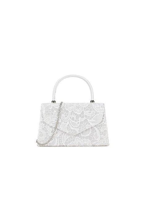 Lace Top Handle Grab Bag In White by SVNX