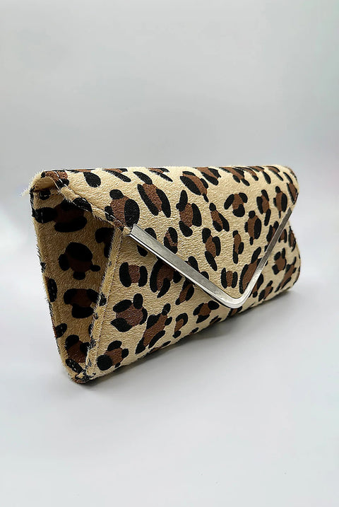 Leopard Clutch Bag In Light Beige by SVNX