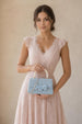 Tweed Top-Handle Handbag With Pearl Handle And Floral Applique by SVNX