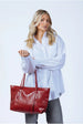Croc Patent Tote Bag In Dark Red by SVNX
