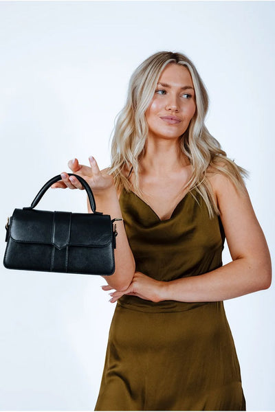 Black - Small Crossbody Hard Top Handle Bag by SVNX