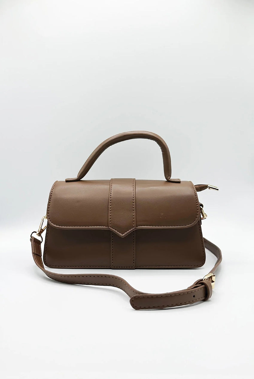 Small Crossbody Hard Top Handle Bag In Brown HB350506