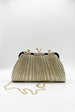 Glitter Metallic Fibre Clutch Bag In Gold by SVNX
