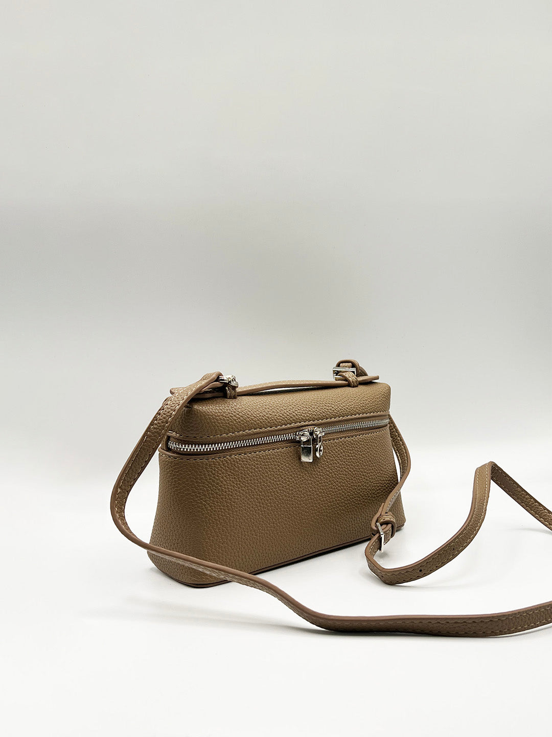 Faux Leather Crossbody Satchel In Beige HB360428