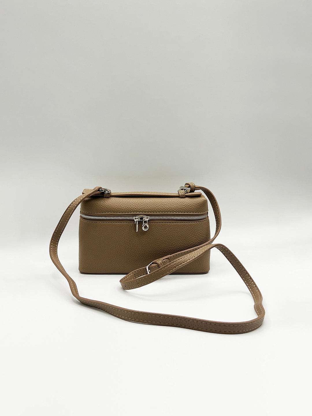 Faux Leather Crossbody Satchel In Beige HB360428
