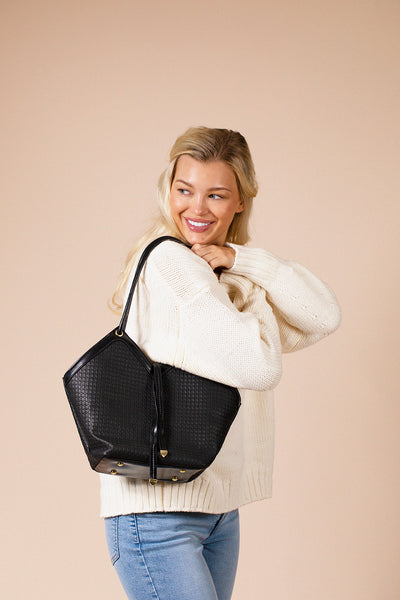 Black - Textured Tote Bag In Black by SVNX