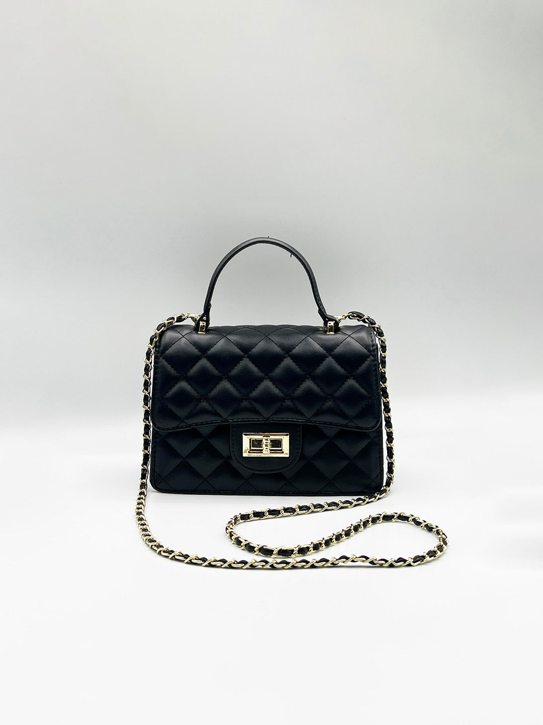 Quilted Top Handle Bag In Black HB360802