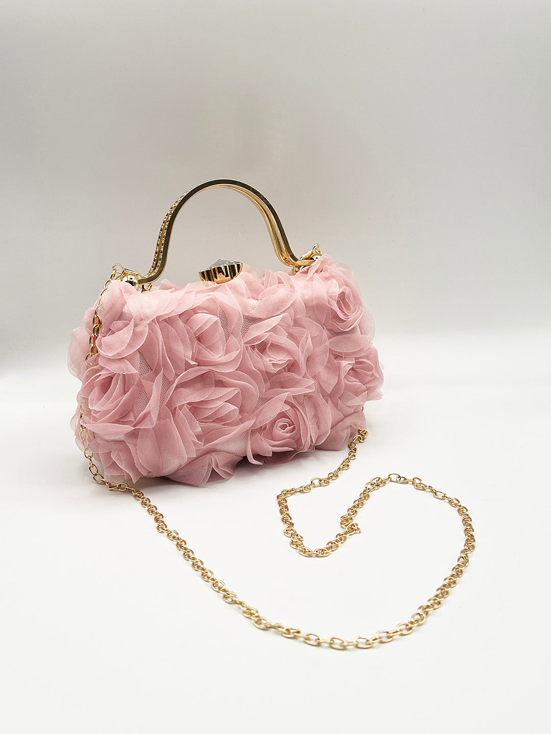 3D Rose Clutch In Pink HB361009