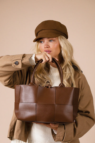 Brown - Wide Woven Tote Bag In Dark Brown by SVNX