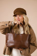 Wide Woven Tote Bag In Dark Brown by SVNX