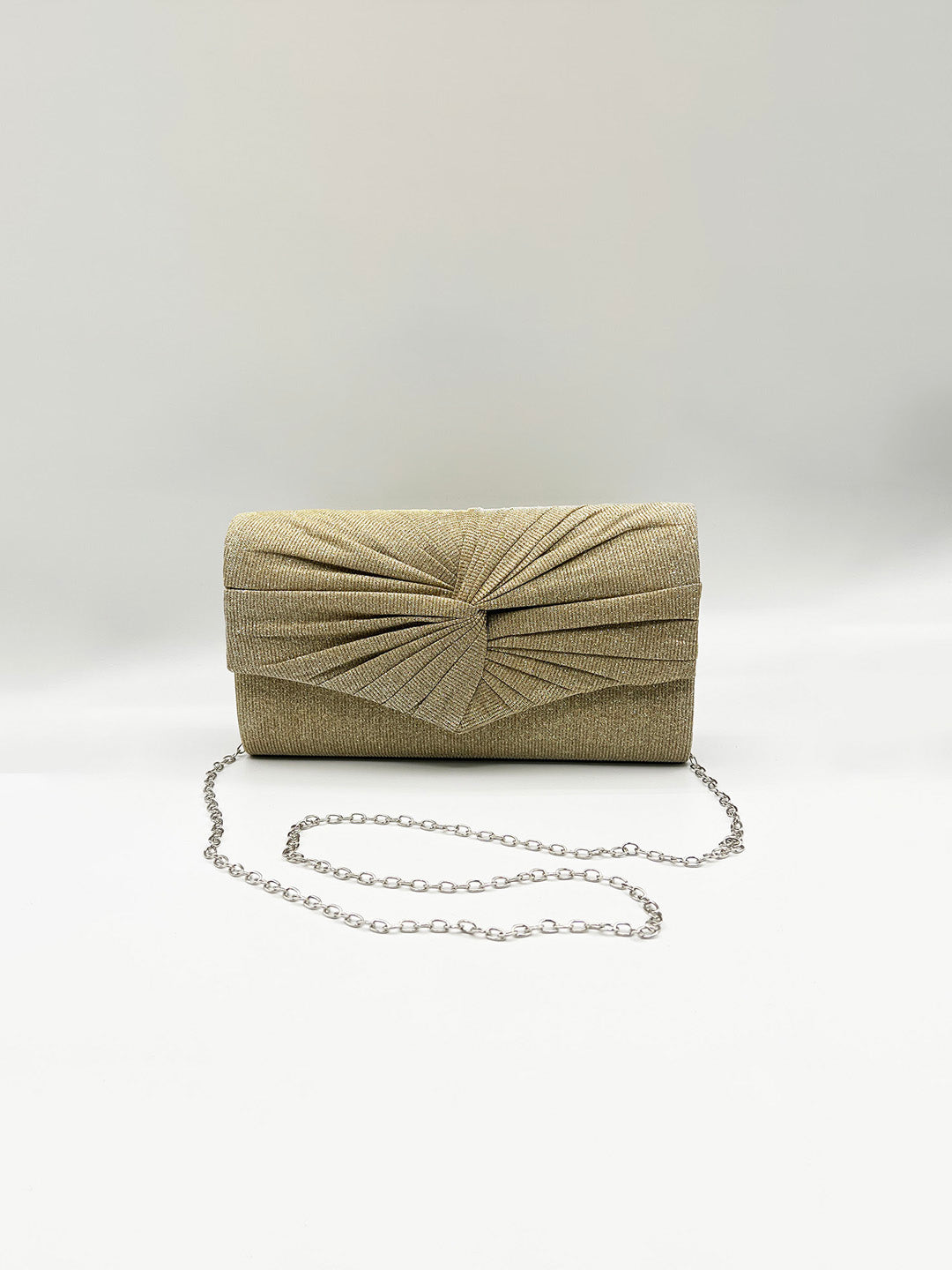 Ruched Bow Clutch Bag In Gold HB361424