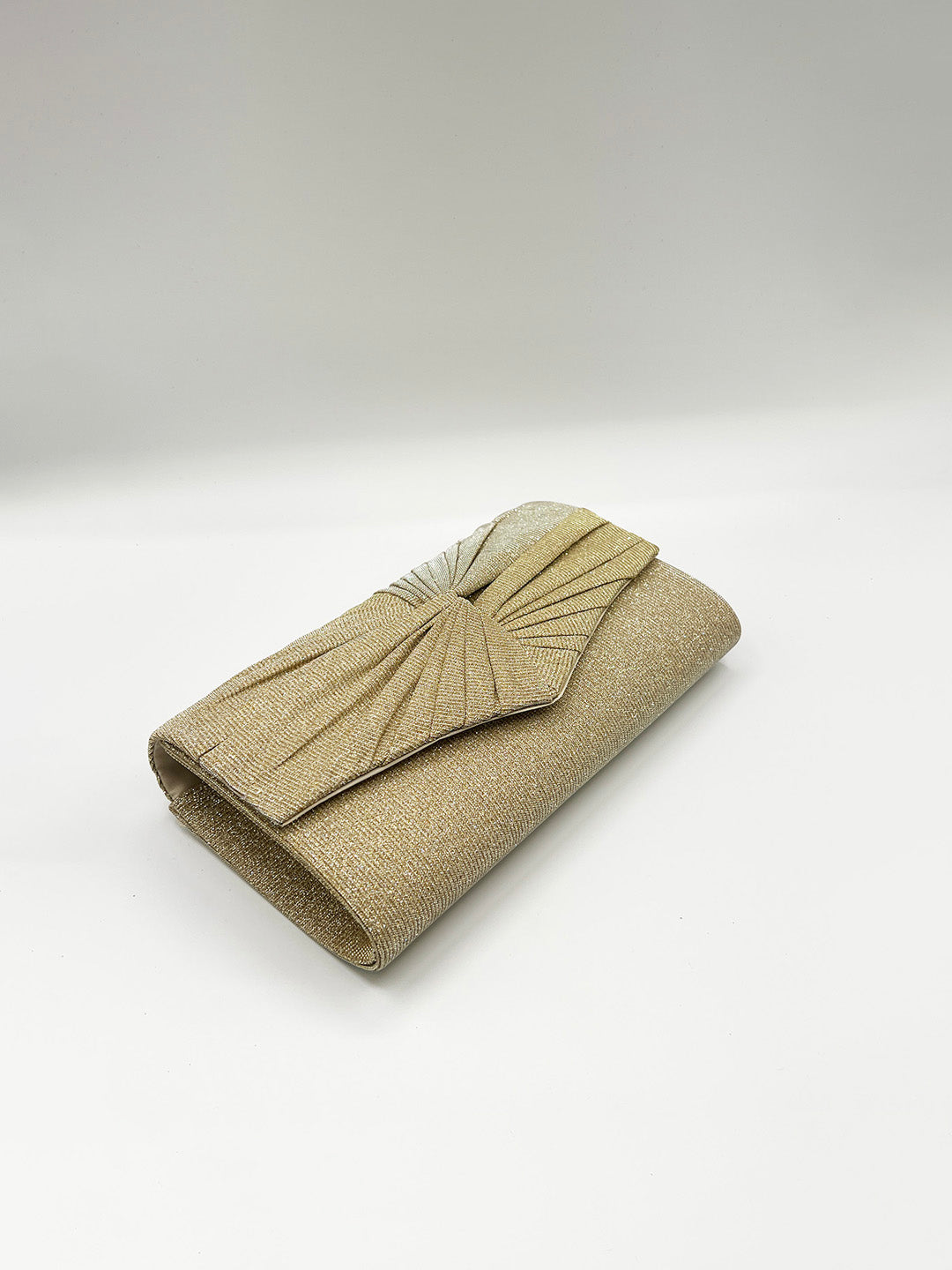 Ruched Bow Clutch Bag In Gold HB361424