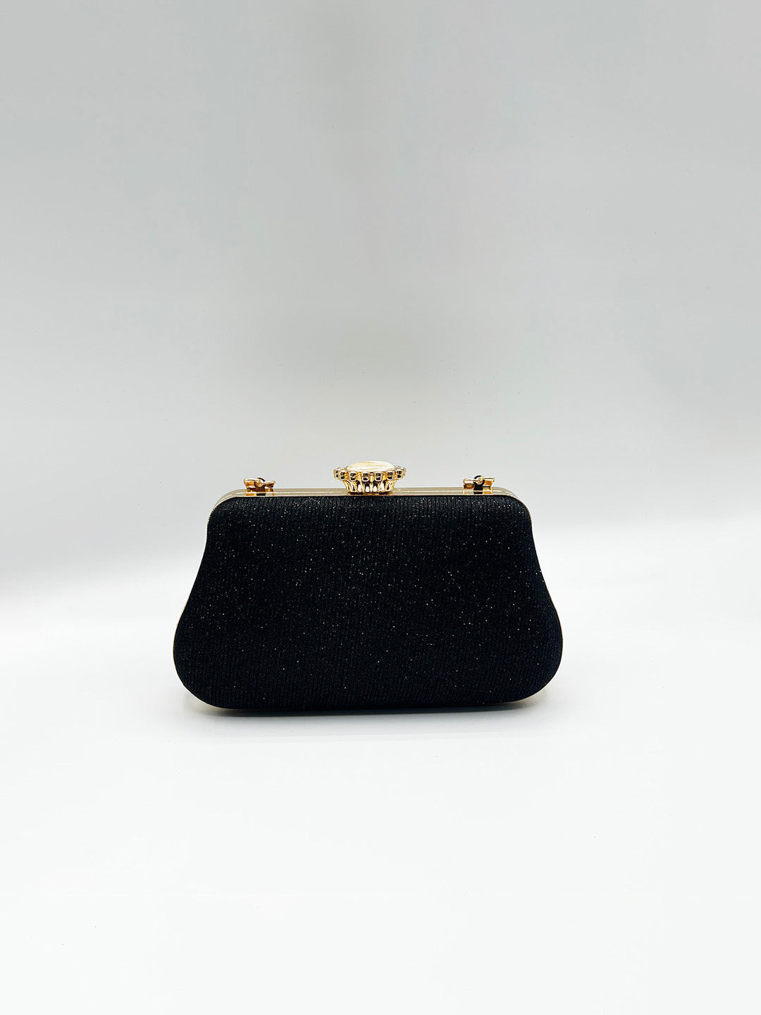 Ruched Jewel Clutch Bag In Black HB361502
