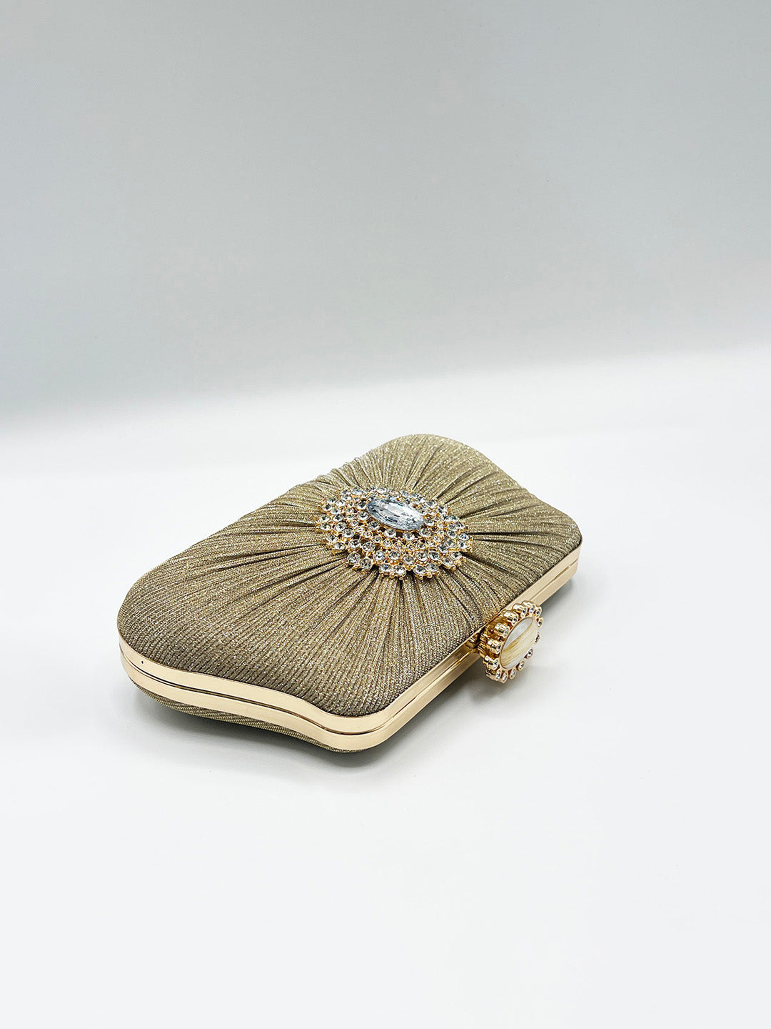 Ruched Jewel Clutch Bag In Gold HB361524