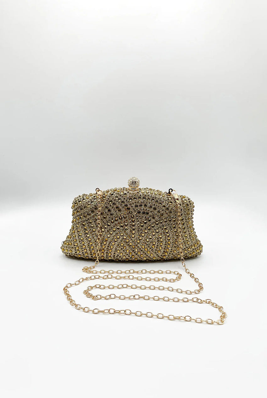 Embellished Clutch Bag In Gold HB361624