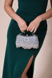 Embellished Fringe Clutch Bag In Silver by SVNX