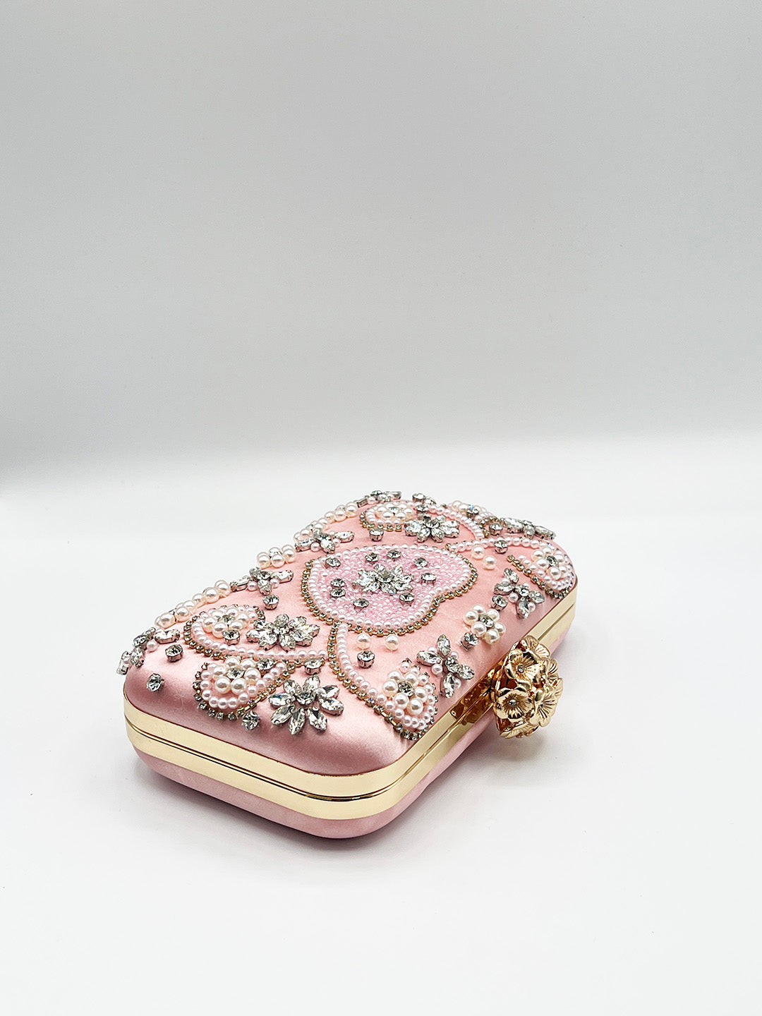 Embellished Heart Clutch Bag In Pink HB362109