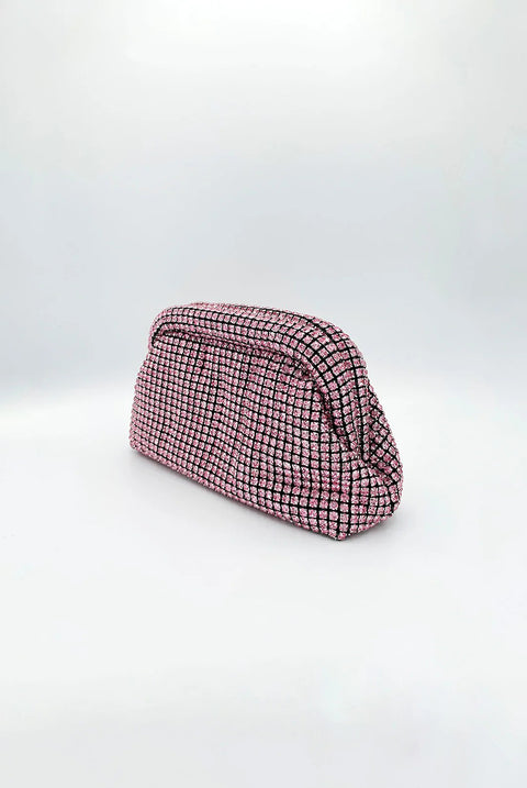 Crystal Pouch Clutch Bag In Pink by SVNX