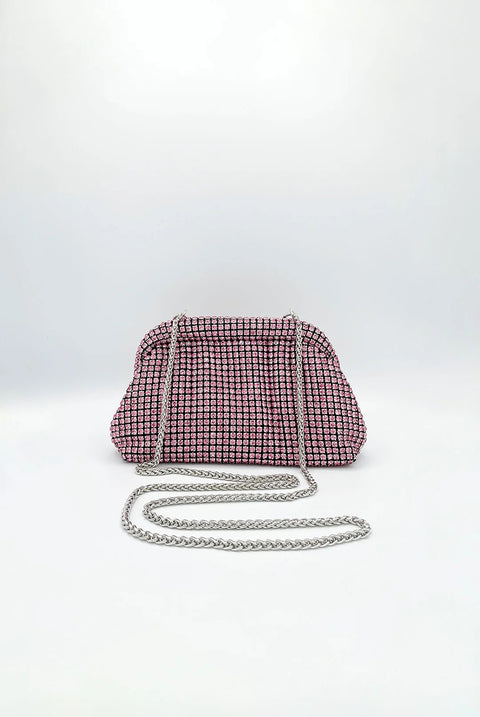 Crystal Pouch Clutch Bag In Pink by SVNX