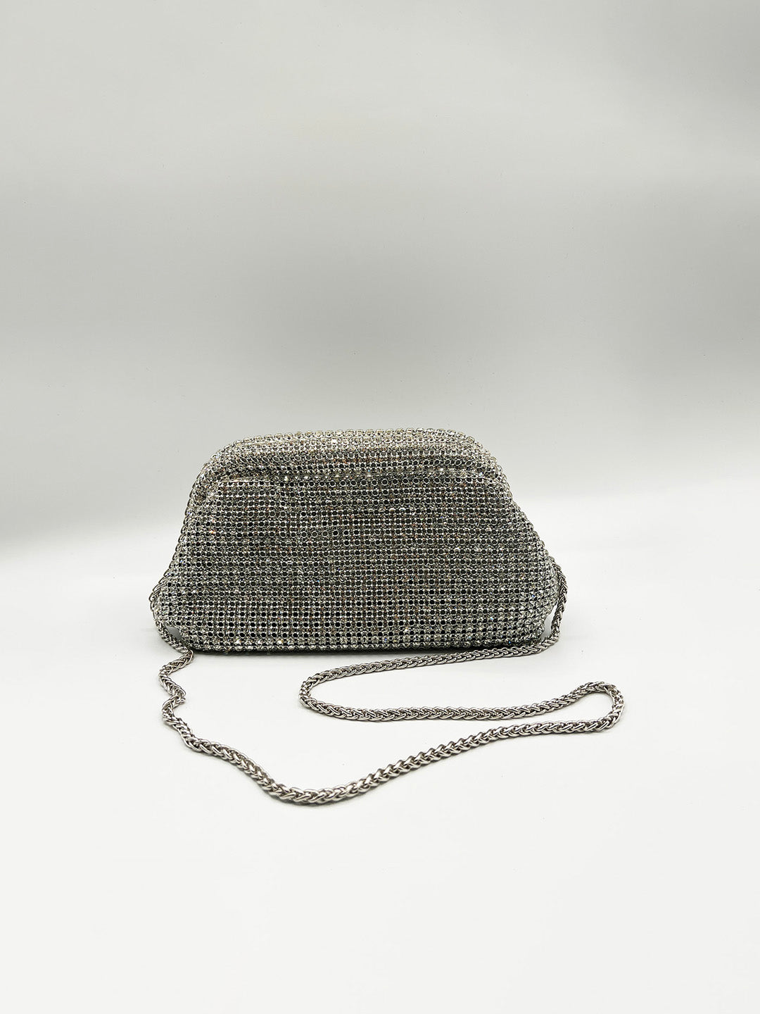 Crystal Pouch Clutch Bag In Silver HB362221