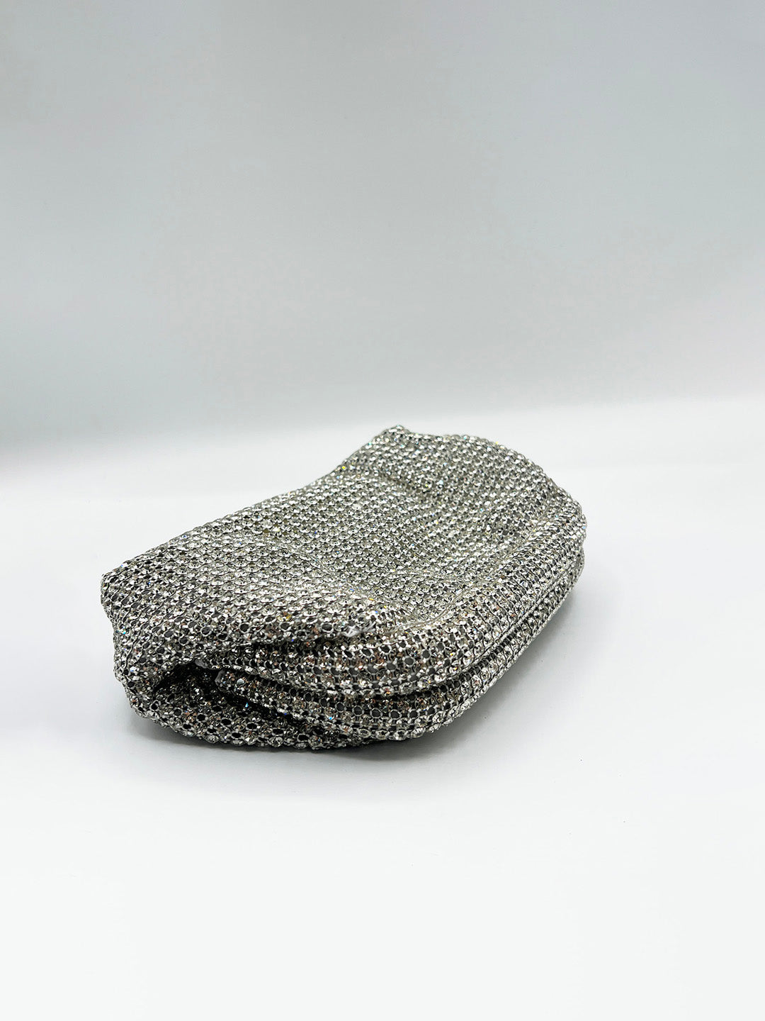 Crystal Pouch Clutch Bag In Silver HB362221