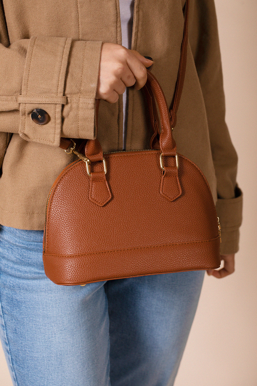 Faux Leather Mini Crossbody Bag In Brown HB362306